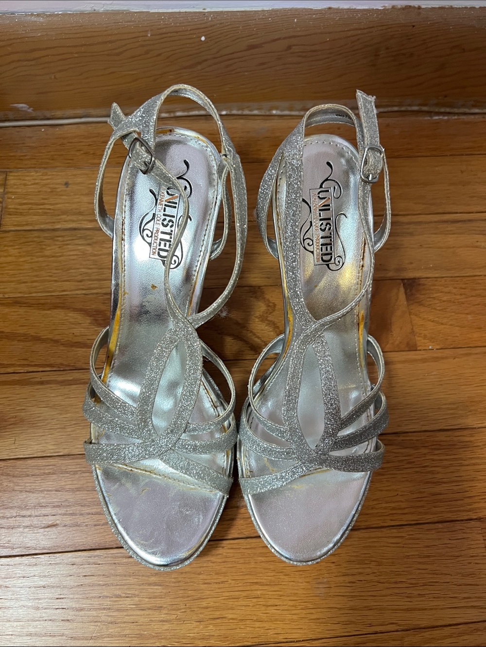 Unlisted Silver Glitter Strappy Heeled Sandals